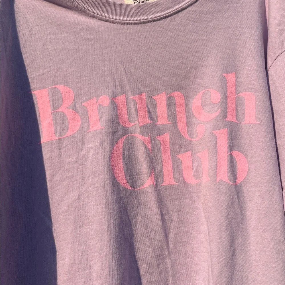 COMFORT COLORS Lilac/Pastel Pink 'Brunch Club' Heavyweight Cotton Cropped Tee Lg